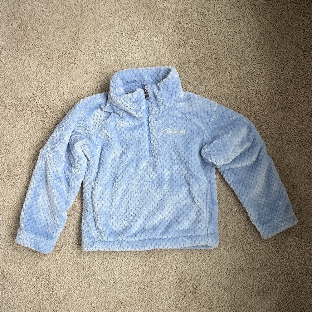 Girls’ Columbia Light Blue Fleece Quarter Zip Jacket, XS